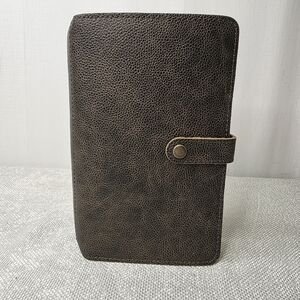 Planner Perfect Leather Traveler’s Notebook Cover - Wide Size - Dark Brown Pebbl